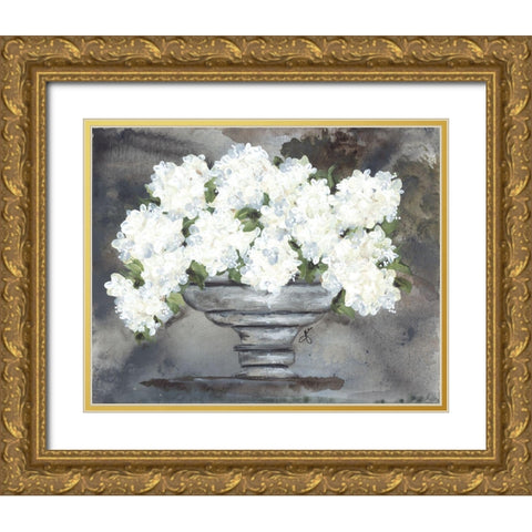 Snowball Hydrangeas I Gold Ornate Wood Framed Art Print with Double Matting by Norkus, Julie