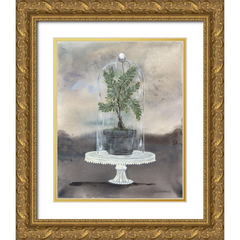 Cloche Fern Gold Ornate Wood Framed Art Print with Double Matting by Norkus, Julie
