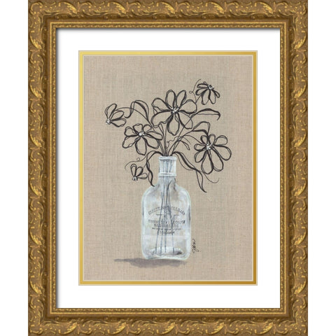 Sketchy Floral 1 Gold Ornate Wood Framed Art Print with Double Matting by Norkus, Julie