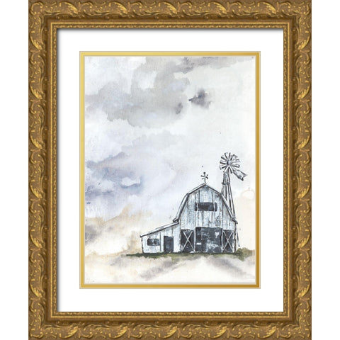 Haven Mini Barn Gold Ornate Wood Framed Art Print with Double Matting by Norkus, Julie