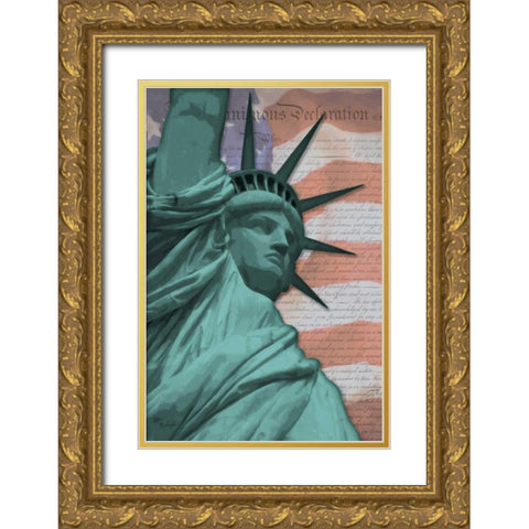 Lady Liberty Gold Ornate Wood Framed Art Print with Double Matting by Rader, Lauren