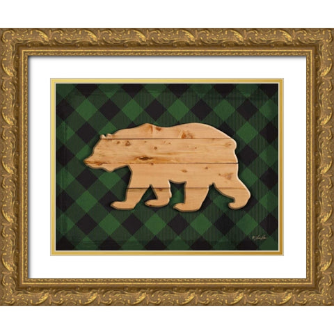 Wood and Plaid Bear Gold Ornate Wood Framed Art Print with Double Matting by Rader, Lauren