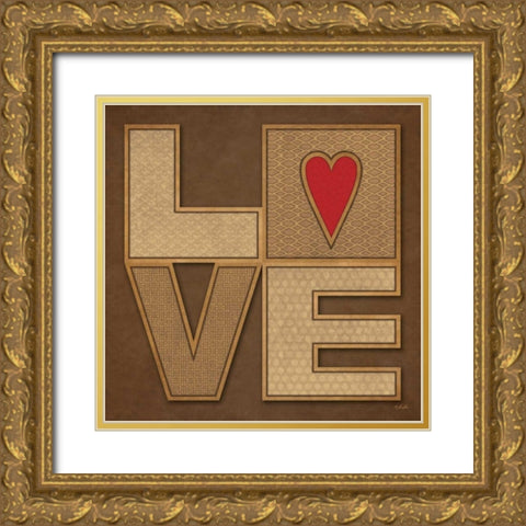 Love Gold Ornate Wood Framed Art Print with Double Matting by Rader, Lauren