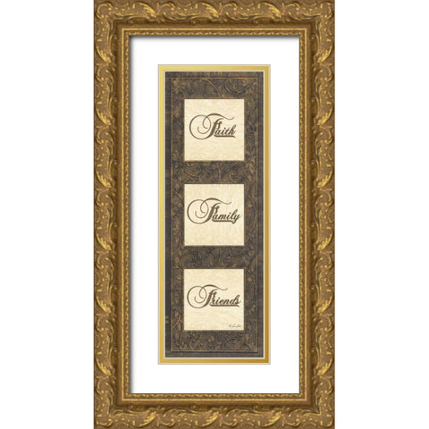 Faith, Family, Friends Gold Ornate Wood Framed Art Print with Double Matting by Rader, Lauren