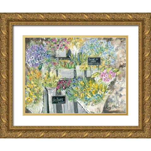 The French Flower Market Gold Ornate Wood Framed Art Print with Double Matting by Ebert, Roey