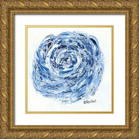 Blue Rose Gold Ornate Wood Framed Art Print with Double Matting by Ebert, Roey