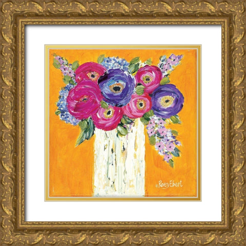Vase Full of Sunshine Gold Ornate Wood Framed Art Print with Double Matting by Ebert, Roey