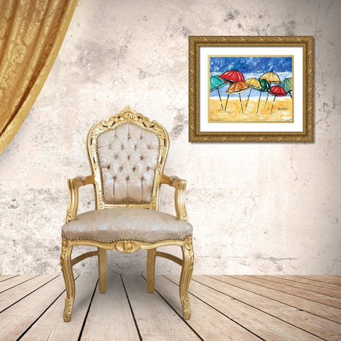 Beach Party Gold Ornate Wood Framed Art Print with Double Matting by Ebert, Roey