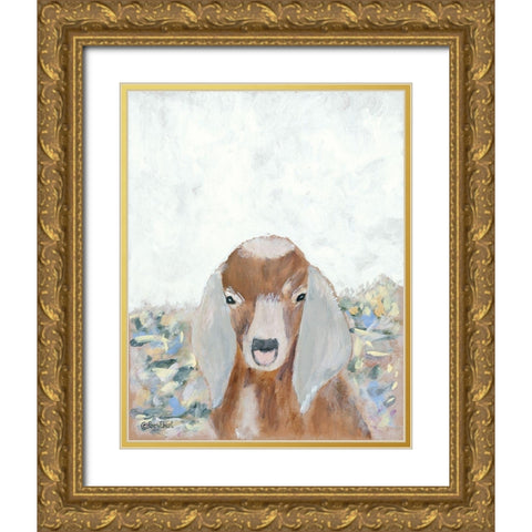 Goat Selfie Gold Ornate Wood Framed Art Print with Double Matting by Ebert, Roey