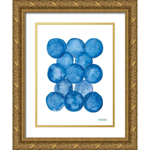 Aegean Blue Abstract III Gold Ornate Wood Framed Art Print with Double Matting by Ebert, Roey