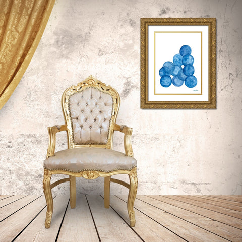 Aegean Blue Abstract IV Gold Ornate Wood Framed Art Print with Double Matting by Ebert, Roey