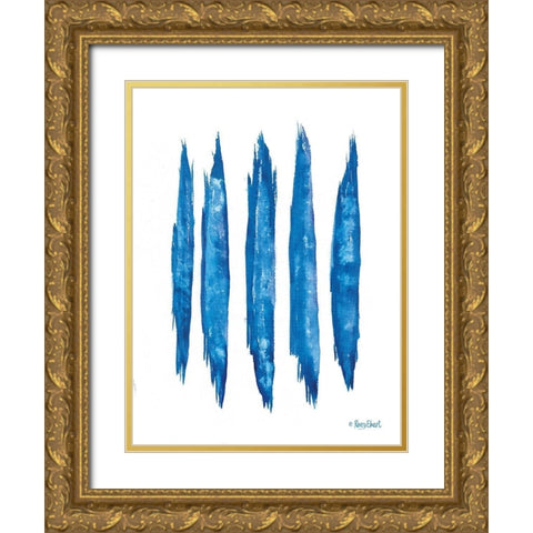 Aegean Blue Abstract V Gold Ornate Wood Framed Art Print with Double Matting by Ebert, Roey