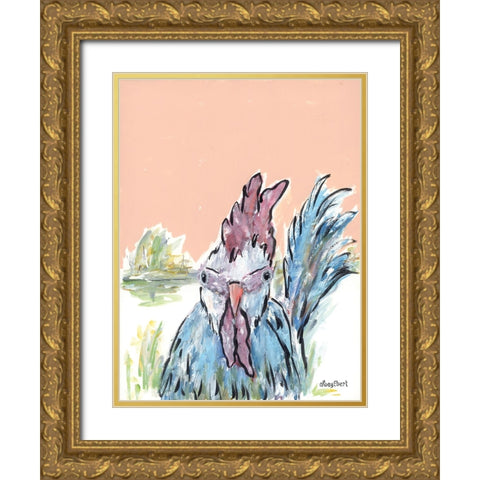 Cock-A-Doodle-Doo Gold Ornate Wood Framed Art Print with Double Matting by Ebert, Roey