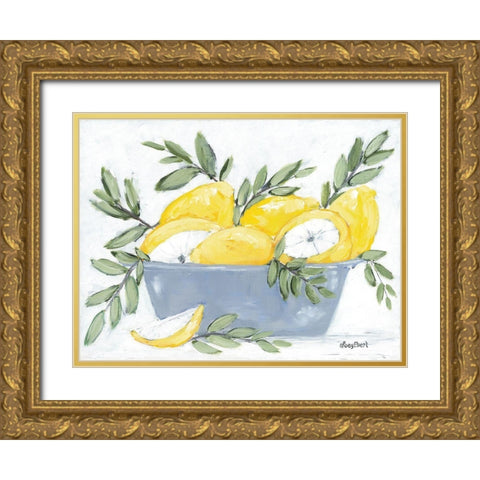Lemons in Bowl Gold Ornate Wood Framed Art Print with Double Matting by Ebert, Roey