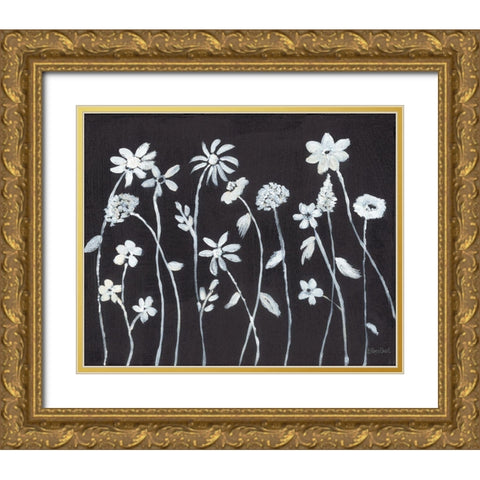 Wildflowers Silhouettes Gold Ornate Wood Framed Art Print with Double Matting by Ebert, Roey