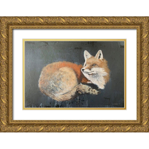 Starry, Starry Night Fox Gold Ornate Wood Framed Art Print with Double Matting by Redman, Suzi