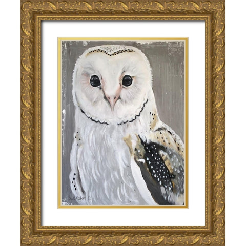 Barn Owl Gold Ornate Wood Framed Art Print with Double Matting by Redman, Suzi