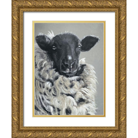 Sheep   Gold Ornate Wood Framed Art Print with Double Matting by Redman, Suzi