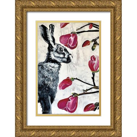 Magnolia Gold Ornate Wood Framed Art Print with Double Matting by Redman, Suzi