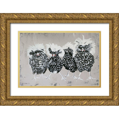 Polish Chickens Gold Ornate Wood Framed Art Print with Double Matting by Redman, Suzi