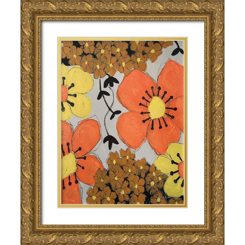 Lazy Daisy II Gold Ornate Wood Framed Art Print with Double Matting by Redman, Suzi