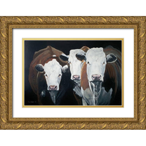 Hereford Gathering    Gold Ornate Wood Framed Art Print with Double Matting by Redman, Suzi