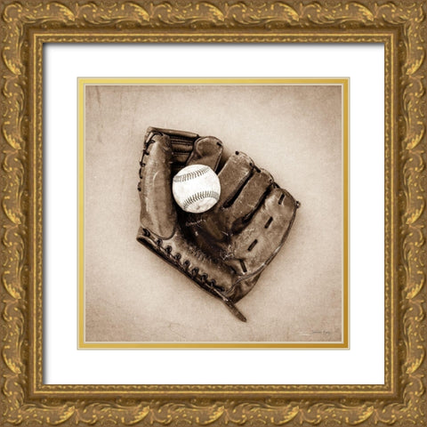 Vintage Baseball Gold Ornate Wood Framed Art Print with Double Matting by Rigsby, Jennifer