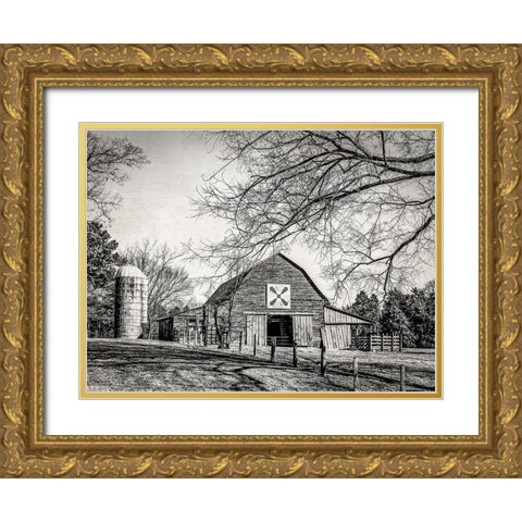 At Home in the Barn Gold Ornate Wood Framed Art Print with Double Matting by Rigsby, Jennifer
