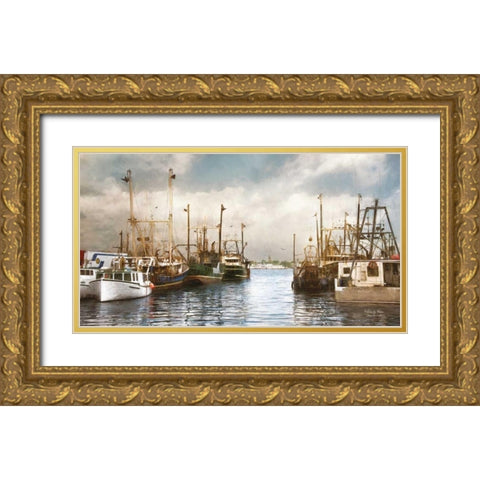 Harborside Gold Ornate Wood Framed Art Print with Double Matting by Vieira, Robin-Lee
