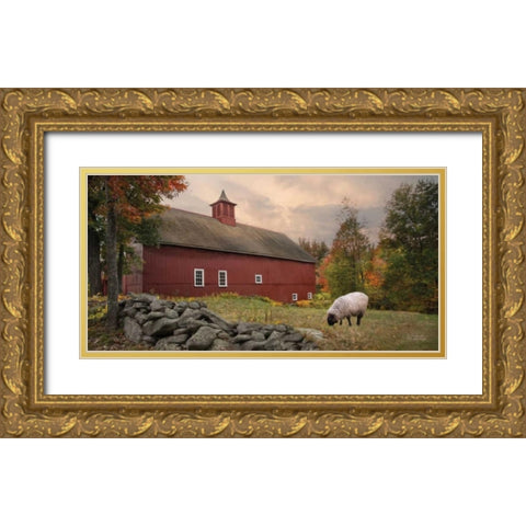 The Lone Grazer  Gold Ornate Wood Framed Art Print with Double Matting by Vieira, Robin-Lee