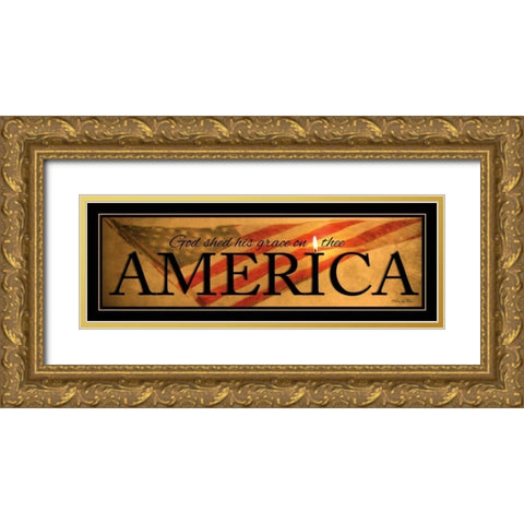America Gold Ornate Wood Framed Art Print with Double Matting by Vieira, Robin-Lee