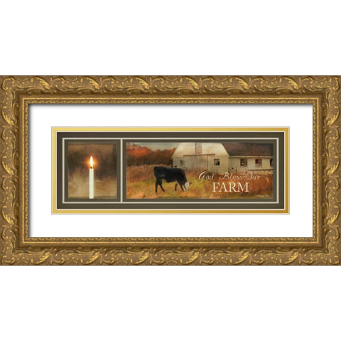 God Bless Our Farm Gold Ornate Wood Framed Art Print with Double Matting by Vieira, Robin-Lee