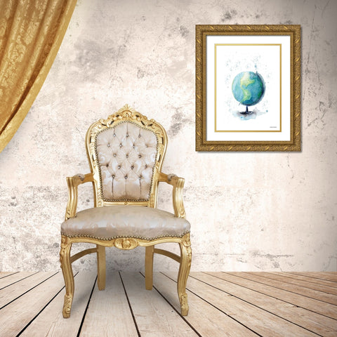 Globe Gold Ornate Wood Framed Art Print with Double Matting by Nieman, Rachel