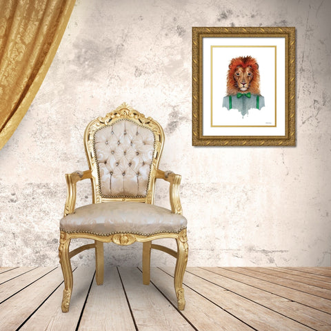 Lovely Lion Gold Ornate Wood Framed Art Print with Double Matting by Nieman, Rachel