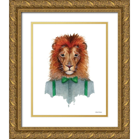 Lovely Lion Gold Ornate Wood Framed Art Print with Double Matting by Nieman, Rachel