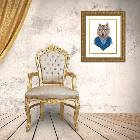 Wolf in Waistcoat Gold Ornate Wood Framed Art Print with Double Matting by Nieman, Rachel