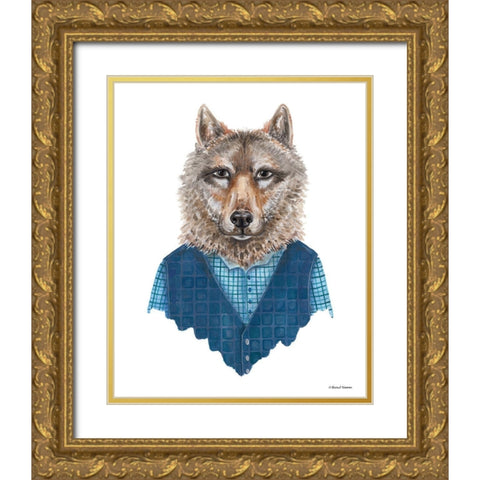 Wolf in Waistcoat Gold Ornate Wood Framed Art Print with Double Matting by Nieman, Rachel
