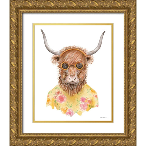 Yak in Yellow Gold Ornate Wood Framed Art Print with Double Matting by Nieman, Rachel
