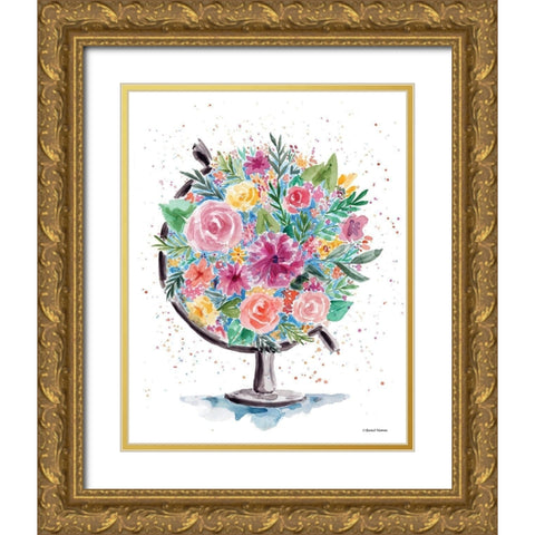 Flower Globe Gold Ornate Wood Framed Art Print with Double Matting by Nieman, Rachel