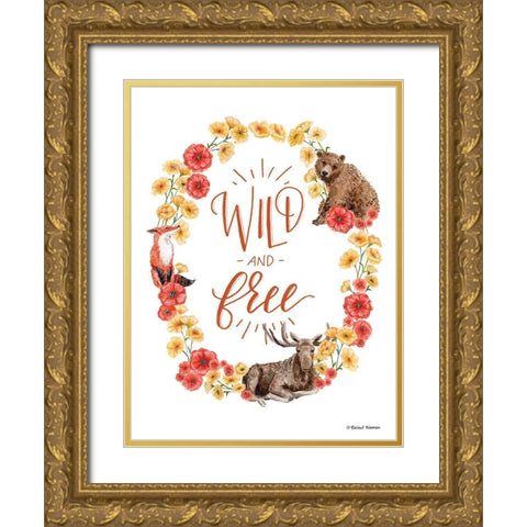 Wild and Free Wreath    Gold Ornate Wood Framed Art Print with Double Matting by Nieman, Rachel