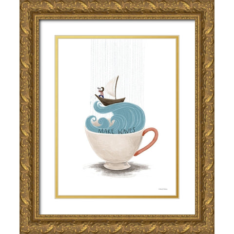 Make Waves Gold Ornate Wood Framed Art Print with Double Matting by Nieman, Rachel