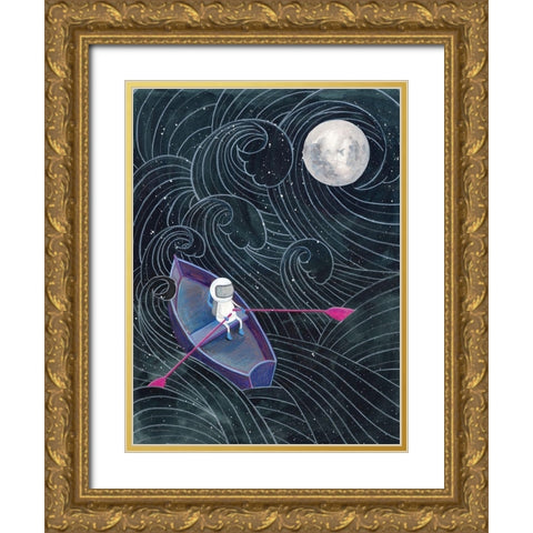 Boat to the Moon Gold Ornate Wood Framed Art Print with Double Matting by Nieman, Rachel