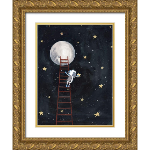 Grab a Star Gold Ornate Wood Framed Art Print with Double Matting by Nieman, Rachel