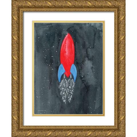Flower Rocket Gold Ornate Wood Framed Art Print with Double Matting by Nieman, Rachel