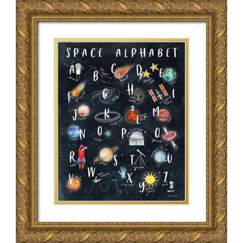 Space Alphabet Gold Ornate Wood Framed Art Print with Double Matting by Nieman, Rachel