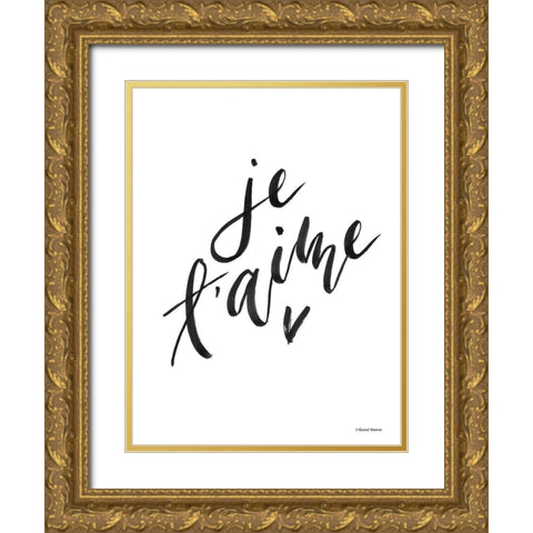 Je Taime Gold Ornate Wood Framed Art Print with Double Matting by Nieman, Rachel