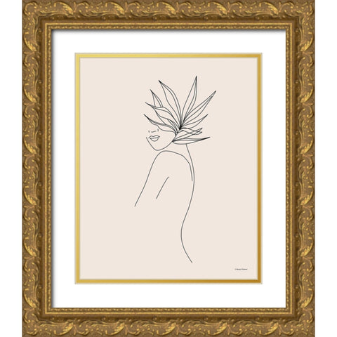 Modern Figural Line Drawing Gold Ornate Wood Framed Art Print with Double Matting by Nieman, Rachel