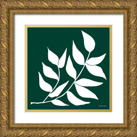Modern Graphic Leaf Stem Gold Ornate Wood Framed Art Print with Double Matting by Nieman, Rachel