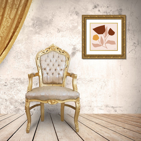 Modern Graphic Floral Stem Gold Ornate Wood Framed Art Print with Double Matting by Nieman, Rachel