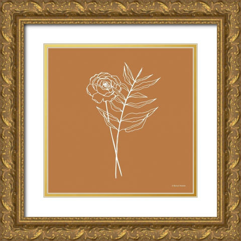White Floral Line Drawing Gold Ornate Wood Framed Art Print with Double Matting by Nieman, Rachel